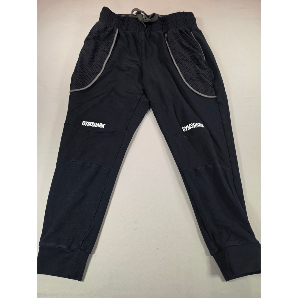 Gymshark Womens Black Jogger Pants Medium Mesh Pocket Activewear Sweatpants